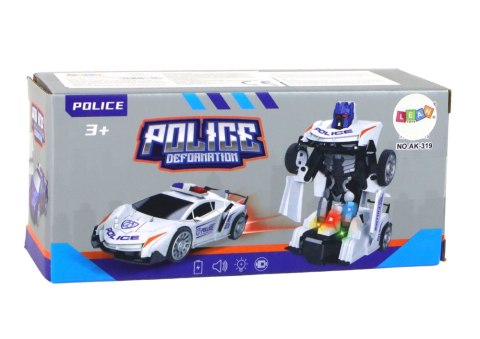 Samochód-Robot Policja Biały 2w1 Transformacja