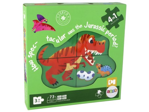 Puzzle Układanka Świat Dinozaurów 4 w 1 Dinozaury 4 Obrazki 73 El.