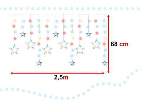 Lampki LED kurtyna gwiazdki świąteczne choinkowe 2,5m 138LED multikolor