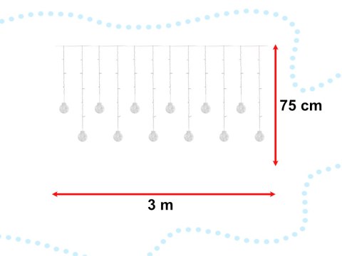 Lampki LED kurtyna kule wiszące świąteczne choinkowe 3m 108LED multikolor ze złączem 8 trybów świecenia