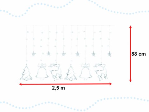 Lampki LED kurtyna renifer 2,5m 138LED świąteczne choinkowe zimny biały ze złączem