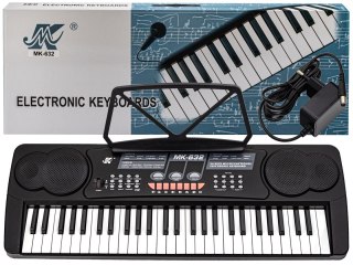 KEYBOARD ORGANY MK-632 MIKROFON 54 KLAWISZE STOJAK POD NUTY ZASILACZ EFEKTY