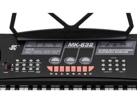 KEYBOARD ORGANY MK-632 MIKROFON 54 KLAWISZE STOJAK POD NUTY ZASILACZ EFEKTY