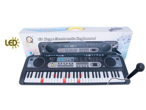 KEYBOARD ORGANY MQ-6119L MIKROFON 61 PODŚWIETLANYCH KLAWISZY NAUKA GRY ZASILACZ