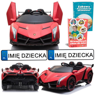 LAMBORGHINI VENENO SAMOCHÓD ELEKTRYCZNY DLA DZIECI 4 SILNIKI PILOT MP4 EVA