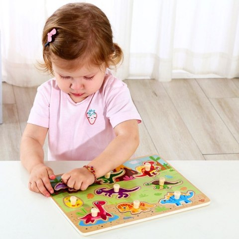 TOOKY TOY Drewniane Puzzle Montessori Układanka Dinozaury Kształty