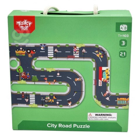 TOOKY TOY Droga Autostrada Puzzle + Pojazdy Samochody Znaki Drogowe