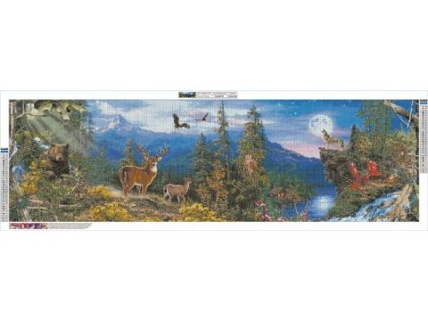 DUŻY Haft Diamentowy Obraz Mozaika Diamentowa Diamond Painting PANORAMA GÓR 120x40cm