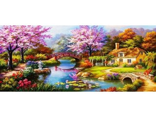 DUŻY XXL 120x50cm Haft Diamentowy Obraz Mozaika Diamentowa Diamond Painting PIĘKNY KRAJOBRAZ