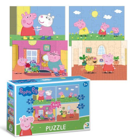 PUZZLE 4w1 ŚWINKA PEPPA UROCZE CZTERY UKŁADANKI W JEDNYM OPAKOWANIU