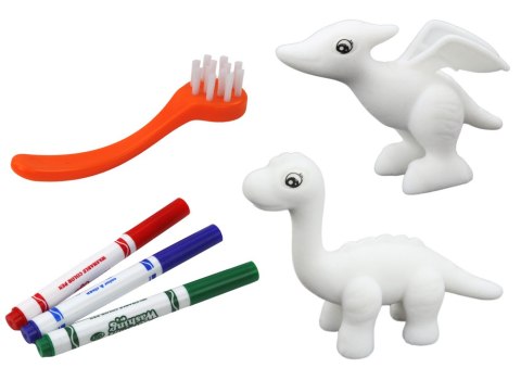 Zestaw Artystyczny DIY Dinozaury Figurki 2szt Pisaki Szczotka