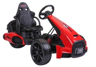 GOKART NA AKUMULATOR CH9939 2 SILNIKI 5 KM/H KOŁA EVA PASY KLAKSON CZERWONY