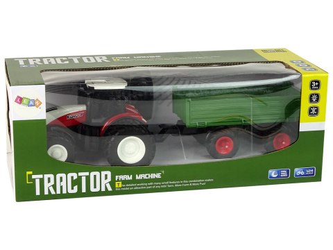 TRAKTOR ZDALNIE STEROWANY Z PRZYCZEPĄ 1:24 POJAZD RC ŚWIATŁA PILOT AKUMULATOR