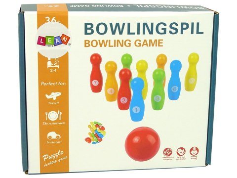 KRĘGLE DREWNIANE CYFRY GRA ZRĘCZNOŚCIOWA DLA DZIECI BOWLING ZESTAW W WORKU