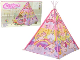 NAMIOT DLA DZIECI TIPI WIGWAM DOMEK LAMPKI RÓŻOWY KUCYKI JEDNOROŻCE 142CM