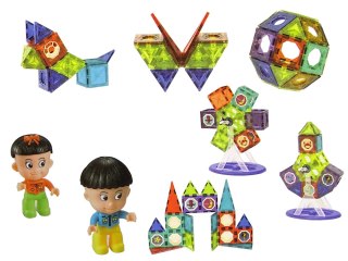 KLOCKI MAGNETYCZNE KONSTRUKCYJNE 3D DIABELSKI MŁYN KARUZELA ZESTAW 71 EL.