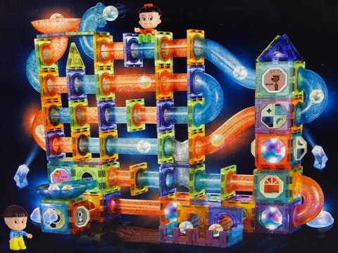 Świecąca Zjeżdżalnia Dla Kulek Klocki Magnetyczne 252 Elementy Świecąca Zjeżdżalnia Dla Kulek Klocki Magnetyczne 252 Elementy