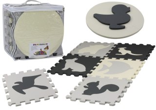 MATA EDUKACYJNA MIĘKKA KONTRASTOWA PIANKOWA PUZZLE EVA SZARE 28 EL.