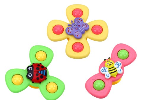 Zabawka Sensoryczna 3 Spinnery Pszczółka Biedronka Motylek Przyssawki