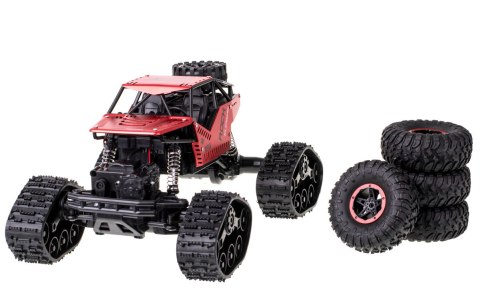 SAMOCHÓD ZDALNIE STEROWANY RC ROCK CRAWLER 4X4 1:16 KOŁA GĄSIENICE PILOT 2.4G AKU