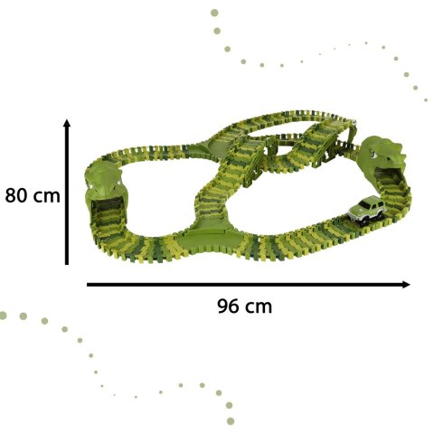 TOR WYŚCIGOWY SAMOCHODOWY ELASTYCZNY DINOZAURY AUTKA 240 EL. DŁUGOŚĆ 254CM