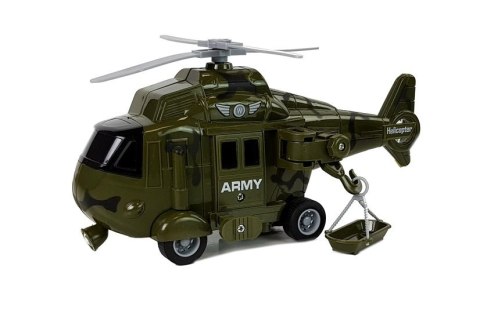 ZESTAW LAWETA TRANSPORTER Z NAPĘDEM WOJSKOWY HELIKOPTER 1:16 DŹWIĘK ŚWIATŁA