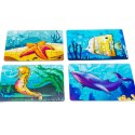 Drewniane Puzzle 4w1 Zwierzęta Morskie Wodne Układanka Zestaw