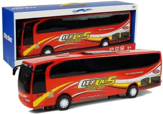 DUŻY AUTOBUS AUTOKAR MIEJSKI 54CM CZERWONY GUMOWE OPONY CITY BUS CZERWONY