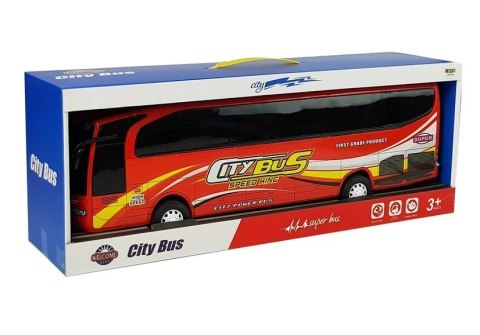 DUŻY AUTOBUS AUTOKAR MIEJSKI 54CM CZERWONY GUMOWE OPONY CITY BUS CZERWONY