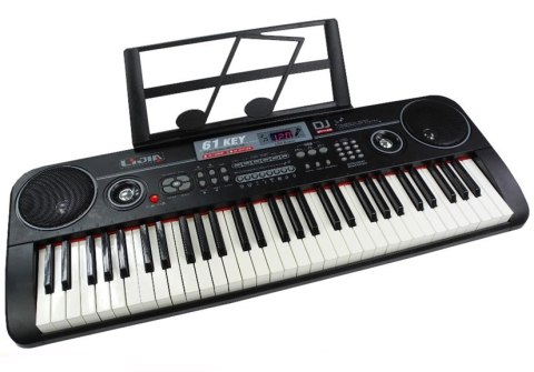 KEYBOARD ORGANY DLA DZIECKA 61 KLAWISZY MIKROFON ZASILACZ LCD USB RÓŻOWY