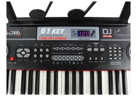 KEYBOARD ORGANY DLA DZIECKA 61 KLAWISZY MIKROFON ZASILACZ LCD USB RÓŻOWY