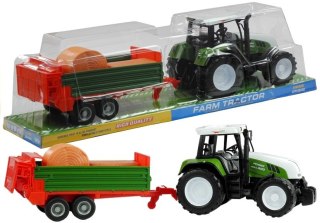 DUŻY TRAKTOR CIAGNIK Z PRZYCZEPĄ POJAZD ROLNICZY 65CM AKCESORIA 2 KOLORY