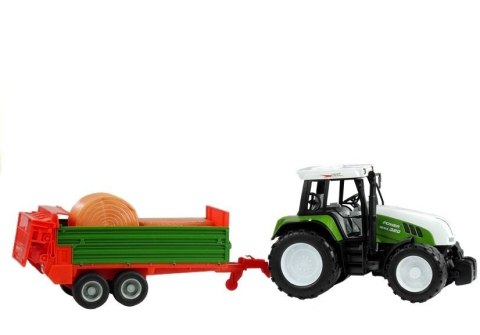 DUŻY TRAKTOR CIAGNIK Z PRZYCZEPĄ POJAZD ROLNICZY 65CM AKCESORIA 2 KOLORY