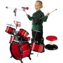 Zestaw Perkusja Dla Dzieci Mikrofon Syntezator Bębny Talerze Pałki Stołek