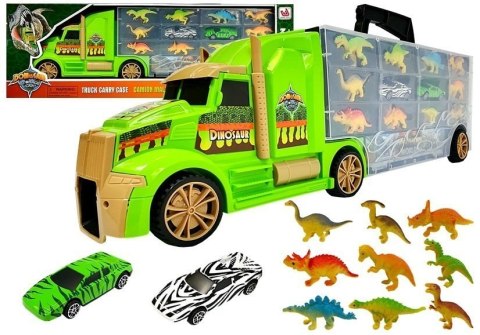 CIĘŻARÓWKA TIR WALIZKA TRANSPORTER Z DINOZAURAMI AUTKA ZESTAW SORTER