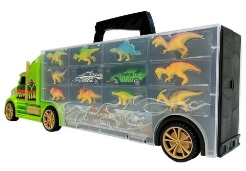 CIĘŻARÓWKA TIR WALIZKA TRANSPORTER Z DINOZAURAMI AUTKA ZESTAW SORTER