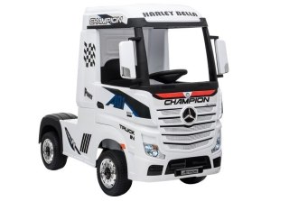 AUTO NA AKUMUALTOR DLA DZIECKA CIĘŻARÓWKA MERCEDES ACTROS 4X4 PILOT SKÓRA EVA LED MP3