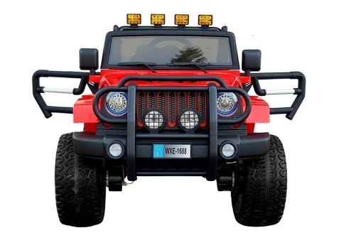 AUTO NA AKUMULATOR DLA 2 DZIECI DŻIP WXE-1688 4x4 LED PILOT SKÓRA EVA MP3 STRONG 2 AKUMULATORY