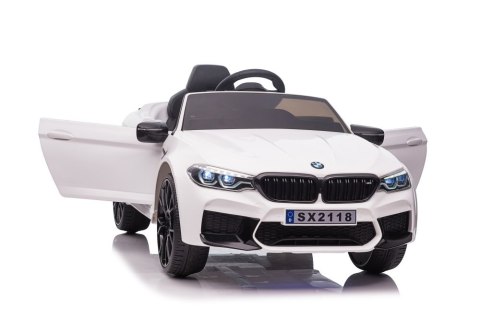 AUTO NA AKUMULATOR DLA DZIECKA BMW M5 SKÓRA ŚWIATŁA LED EVA PILOT MP3 USB