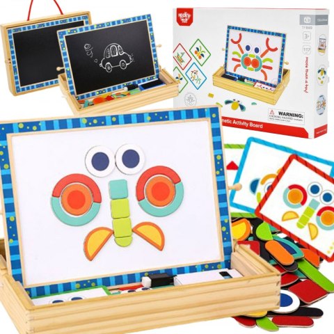 TOOKY TOY Tablica Magnetyczna Kredowa 2w1 Układanka Puzzle Kształty 117 el. Certyfikat FSC