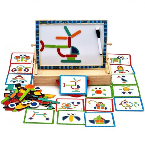 TOOKY TOY Tablica Magnetyczna Kredowa 2w1 Układanka Puzzle Kształty 117 el. Certyfikat FSC