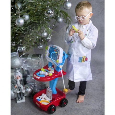 Wózek Małego Lekarza Niebieski Zestaw Lekarski Dla Dzieci 17 akc