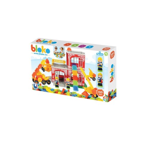 MOCHTOYS Klocki Jeżyki Pin Bricks STRAŻ POŻARNA w Kartonie 100 el. + 2 Figurki