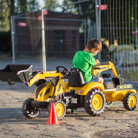 TRAKTOR NA PEDAŁY DLA DZIECI 3-6 LAT DO 50KG FALK KOMATSU ŁYŻKA PRZYCZEPKA