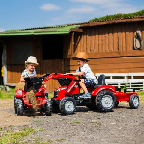 TRAKTOR NA PEDAŁY DLA DZIECI 3-6 LAT DO 50KG FALK MASSEY FERGUSON PRZYCZEPA KLAKSON ŁAŃCUCH