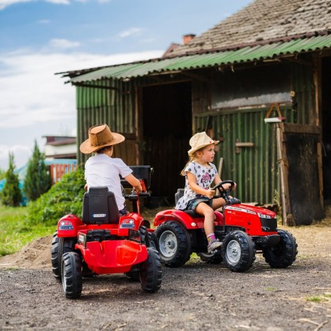 TRAKTOR NA PEDAŁY DLA DZIECI 3-6 LAT DO 50KG FALK MASSEY FERGUSON PRZYCZEPA KLAKSON ŁAŃCUCH