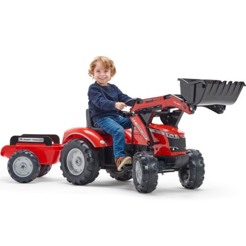 TRAKTOR NA PEDAŁY DLA DZIECI 3-6 LAT DO 50KG FALK MASSEY FERGUSON PRZYCZEPA KLAKSON ŁAŃCUCH