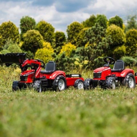 TRAKTOR NA PEDAŁY DLA DZIECI 3-6 LAT DO 50KG FALK MASSEY FERGUSON PRZYCZEPA KLAKSON ŁAŃCUCH