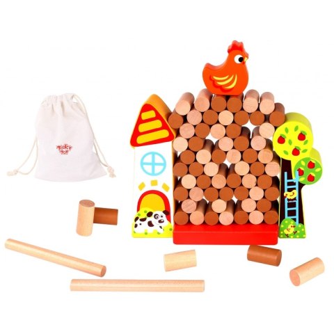 TOOKY TOY Gra Spadająca Kura Drewniana Farma Wieża z klocków TOOKY TOY Gra Spadająca Kura Drewniana Farma Wieża z klocków