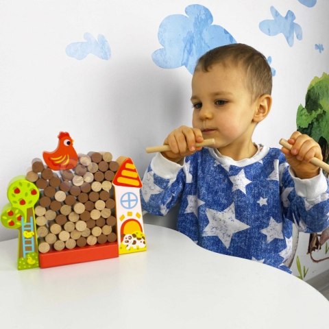 TOOKY TOY Gra Spadająca Kura Drewniana Farma Wieża z klocków TOOKY TOY Gra Spadająca Kura Drewniana Farma Wieża z klocków